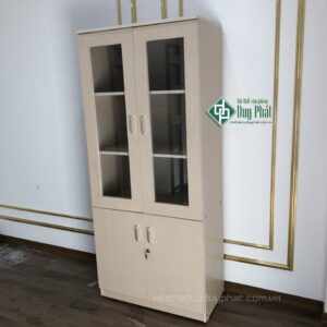 Tủ văn phòng đựng hồ sơ, tài liệu bằng gỗ 2 cánh kính (TVPG-01)