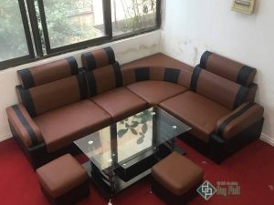 Sofa góc bọc da nâu đen kt 1m6x2m1 (SFG-02)