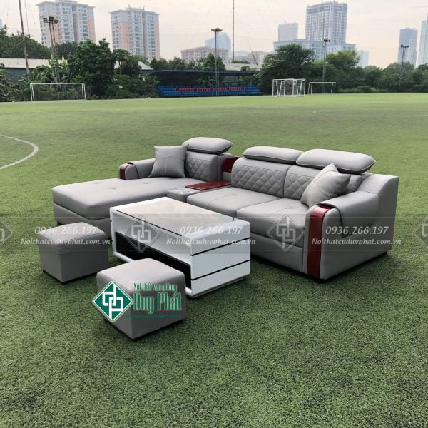 Sofa góc bọc da cao cấp kt 1m6x2m6 không bàn (SFG-15)