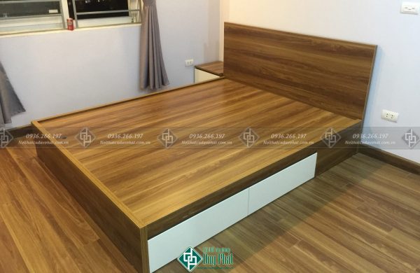 Giường gỗ công nghiệp chống ẩm kt 1m6-1m8x2m