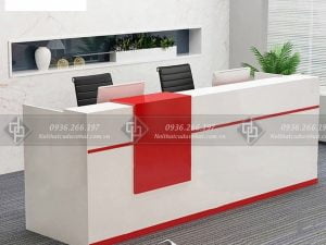 Quầy lễ tân gỗ công nghiệp phủ melamin (QLT-04)