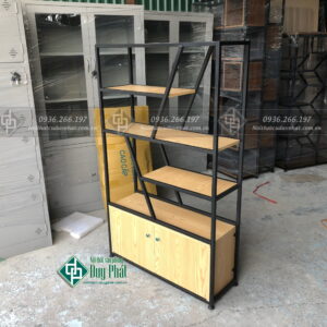 Kệ sắt trang trí có tủ kt 80x2m sâu 30 (KTT-07)