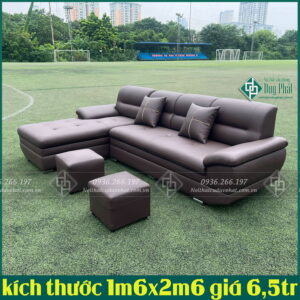 Sofa góc bọc da kt 1m6x2m6 không bàn (SFG-12)