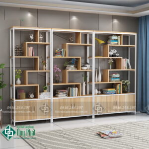 Kệ sắt trang trí có tủ kt 80x2m sâu 30 (KTT-06)