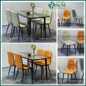 Bộ bàn ăn 4 ghế bàn mặt đá 80x1m4 cao 75cm (BAN-07)