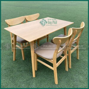 Bộ bàn ăn 4 ghế màu tự nhiên giá rẻ KT 75x1m2 cao 75cm (BAN-12)