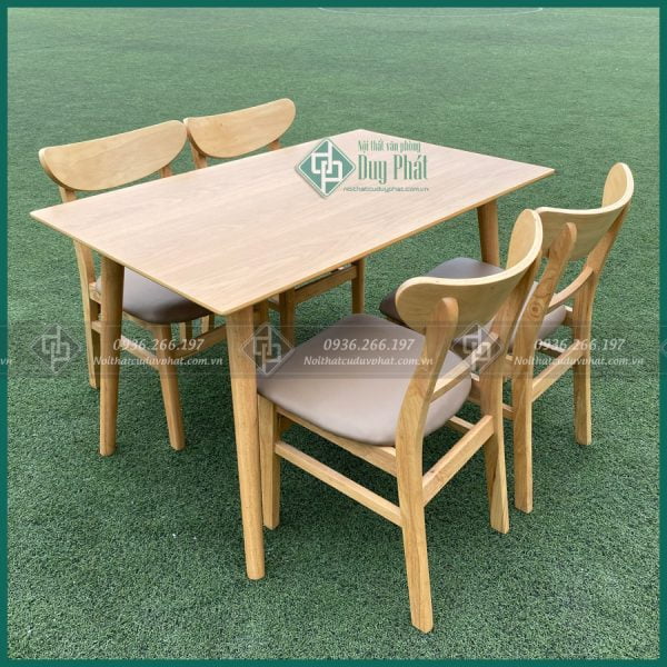 Bộ bàn ăn 4 ghế màu tự nhiên kt 75x1m2 cao 75cm (BAN-12)