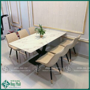 Bộ bàn ăn 6 ghế bàn chân chéo kt 80x1m6 cao 75cm (BAN-10)