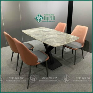Bộ bàn ăn 4 ghế bàn chân chéo mặt 80x1m4 cao 75cm (BAN-09)