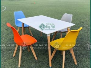 Bộ bàn ăn 4 ghế đệm da mặt 80x1m2 cao 75cm (BAN-06)