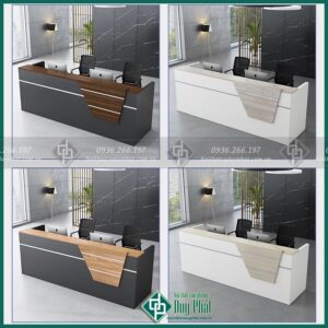 Quầy lễ tân gỗ công nghiệp phủ melamin (QLT-04) Quầy lễ tân gỗ công nghiệp phủ melamin (QLT-04)