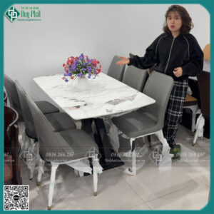 Bộ bàn ăn 6 ghế bàn chân chéo kt 80x1m6 cao 75cm (BAN-10)