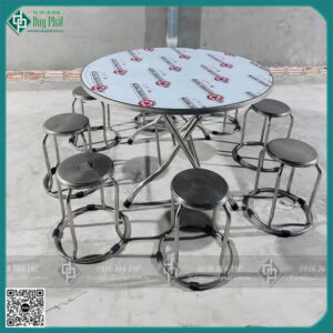 Bộ bàn ăn 6 ghế inox giá rẻ mặt 80x1m2 cao 75cm (BAN-05)