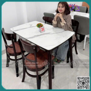 Bộ bàn ăn 4 ghế màu nâu giá rẻ KT 75x1m2 cao 75cm (BAN-12)