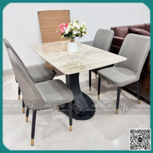 Bộ bàn ăn 4 ghế bàn mặt đá 60x1m2 cao 75cm (BAN-07)