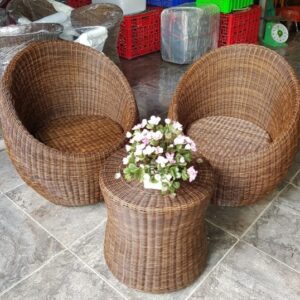 Bộ bàn ghế mây nhựa hình trứng GA16