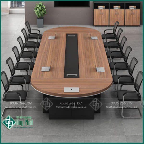 Bàn họp chân hộp không tủ 1m4 x 4m – vững chắc, hiện đại