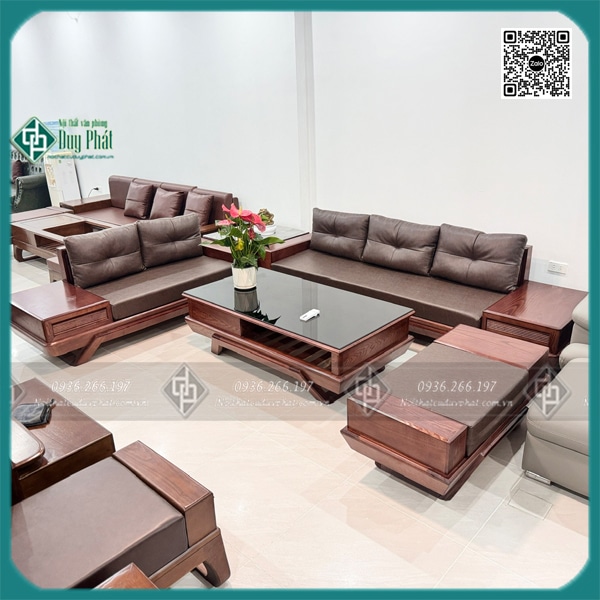 Sofa chữ L 2 văng chân thuyền gỗ sồi – SFDP16500 Sofa chữ L 2 văng chân thuyền gỗ sồi – SFDP16500
